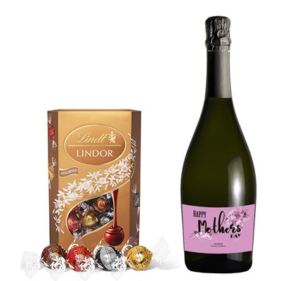 Personalised Prosecco - Mothers Day Label With Lindt Lindor Assorted Truffles 200g